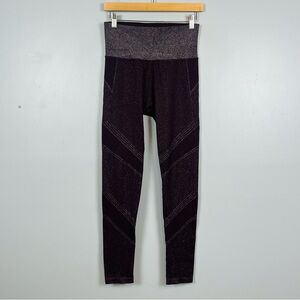 Athleta Twilight Tight seamless leggings, dark burgundy with sparkle accents, M.